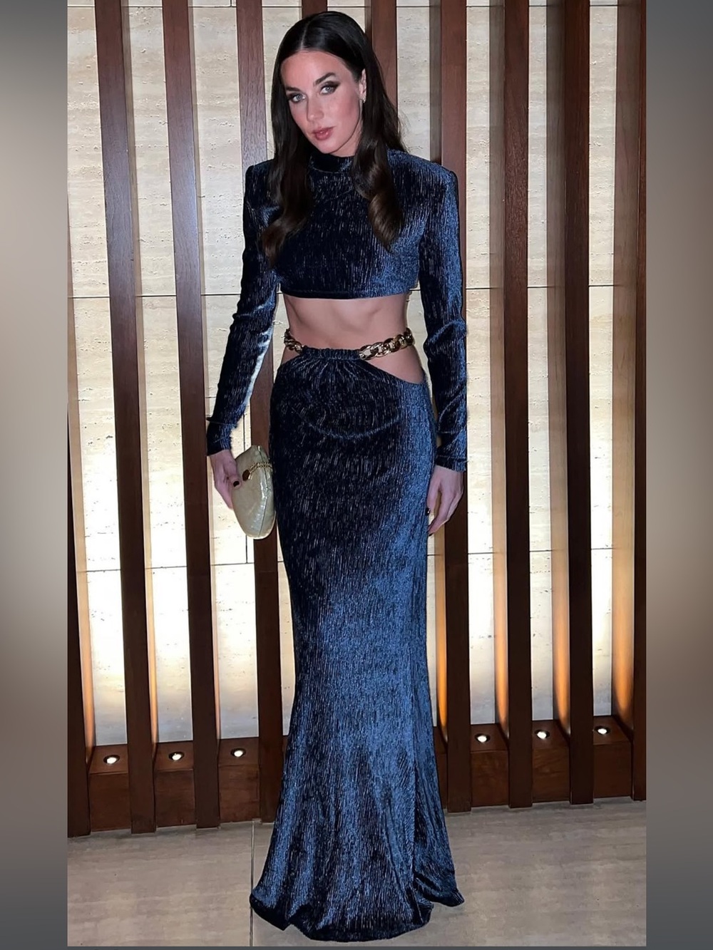 Bronx and Banco Cleopatra Two Piece Navy Velvet Set - Picture 2 of 11
